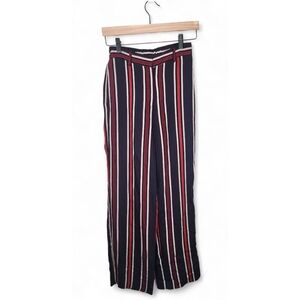 H&M Wide Leg Trouser Pants in Dark Blue and Red Stripe Size 4